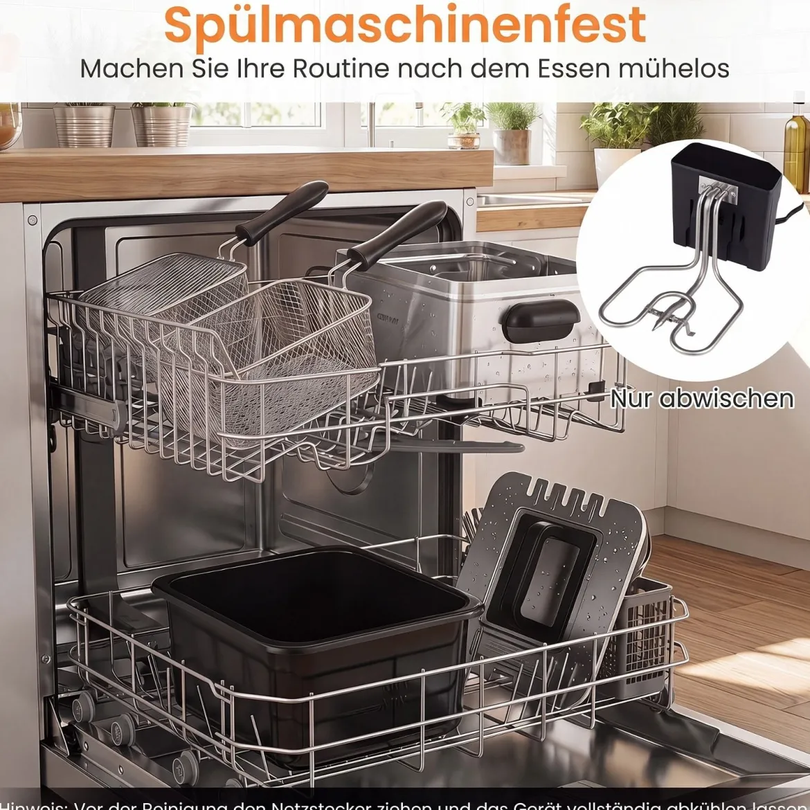 Digitale Fritteuse mit Öl 5 L 1700 W Edelstahl Frittiertopf Pommes mit 3 Körben & 6 Programmen