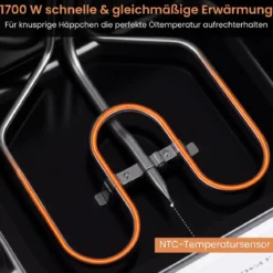 Digitale Fritteuse mit Öl 5 L 1700 W Edelstahl Frittiertopf Pommes mit 3 Körben & 6 Programmen