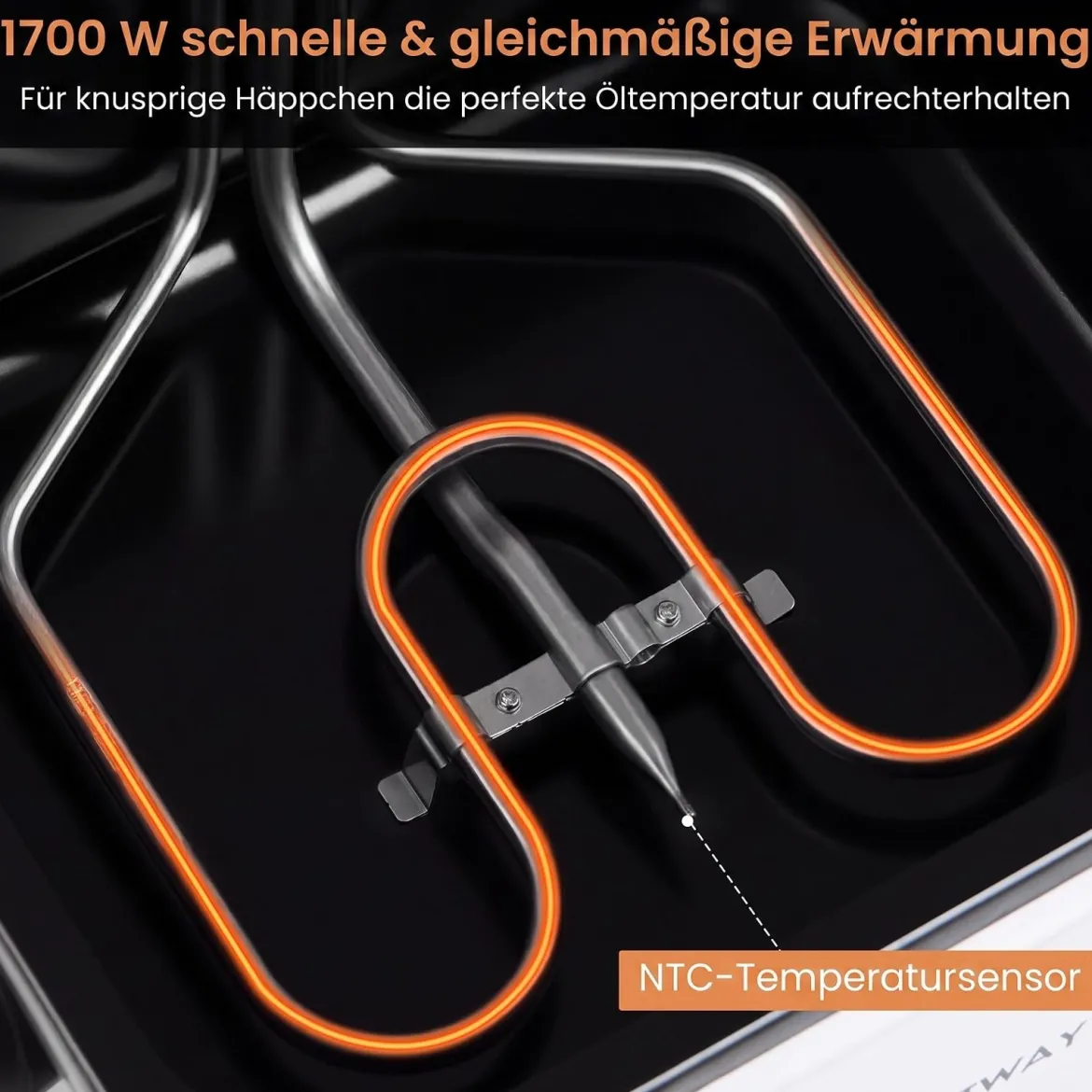 Digitale Fritteuse mit Öl 5 L 1700 W Edelstahl Frittiertopf Pommes mit 3 Körben & 6 Programmen