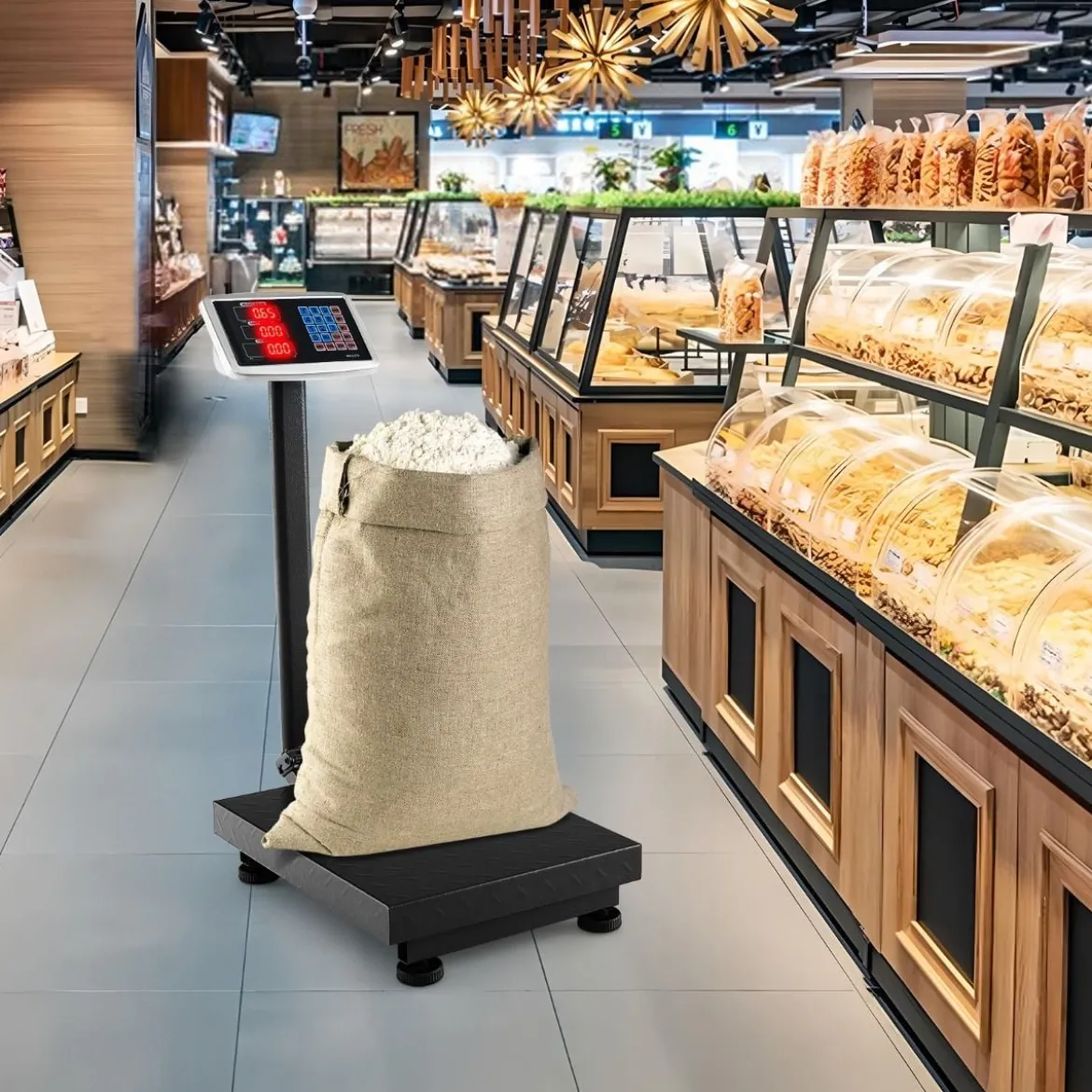 Digitale Plattformwaage 300kg / 50g Paketwaage mit Preisrechner LB/KG Multifunktionale Ladenwaage