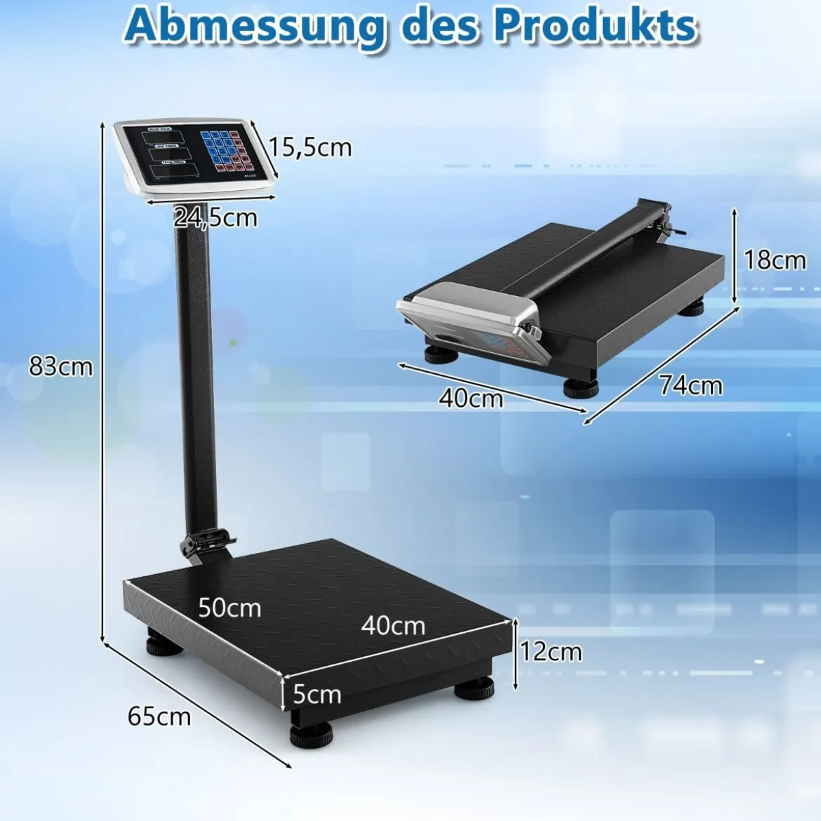 Digitale Plattformwaage 300kg / 50g Paketwaage mit Preisrechner LB/KG Multifunktionale Ladenwaage