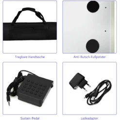 Digitales Piano Keyboard mit 88 Tasten Kinder elektrisches Klavier 126,5 x 18 x 6,5 cm Schwarz + Weiß
