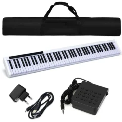 Digitales Piano Keyboard mit 88 Tasten Kinder elektrisches Klavier 126,5 x 18 x 6,5 cm Schwarz + Weiß