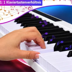Digitales Piano Keyboard mit 88 Tasten Kinder elektrisches Klavier 126,5 x 18 x 6,5 cm Schwarz + Weiß