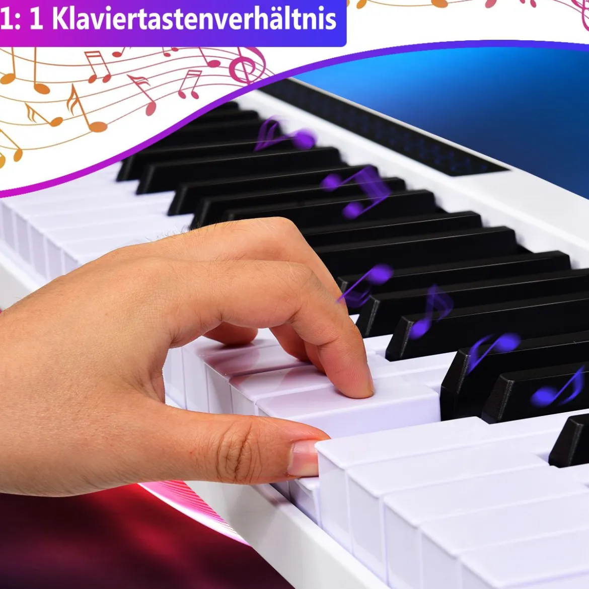 Digitales Piano Keyboard mit 88 Tasten Kinder elektrisches Klavier 126,5 x 18 x 6,5 cm Schwarz + Weiß