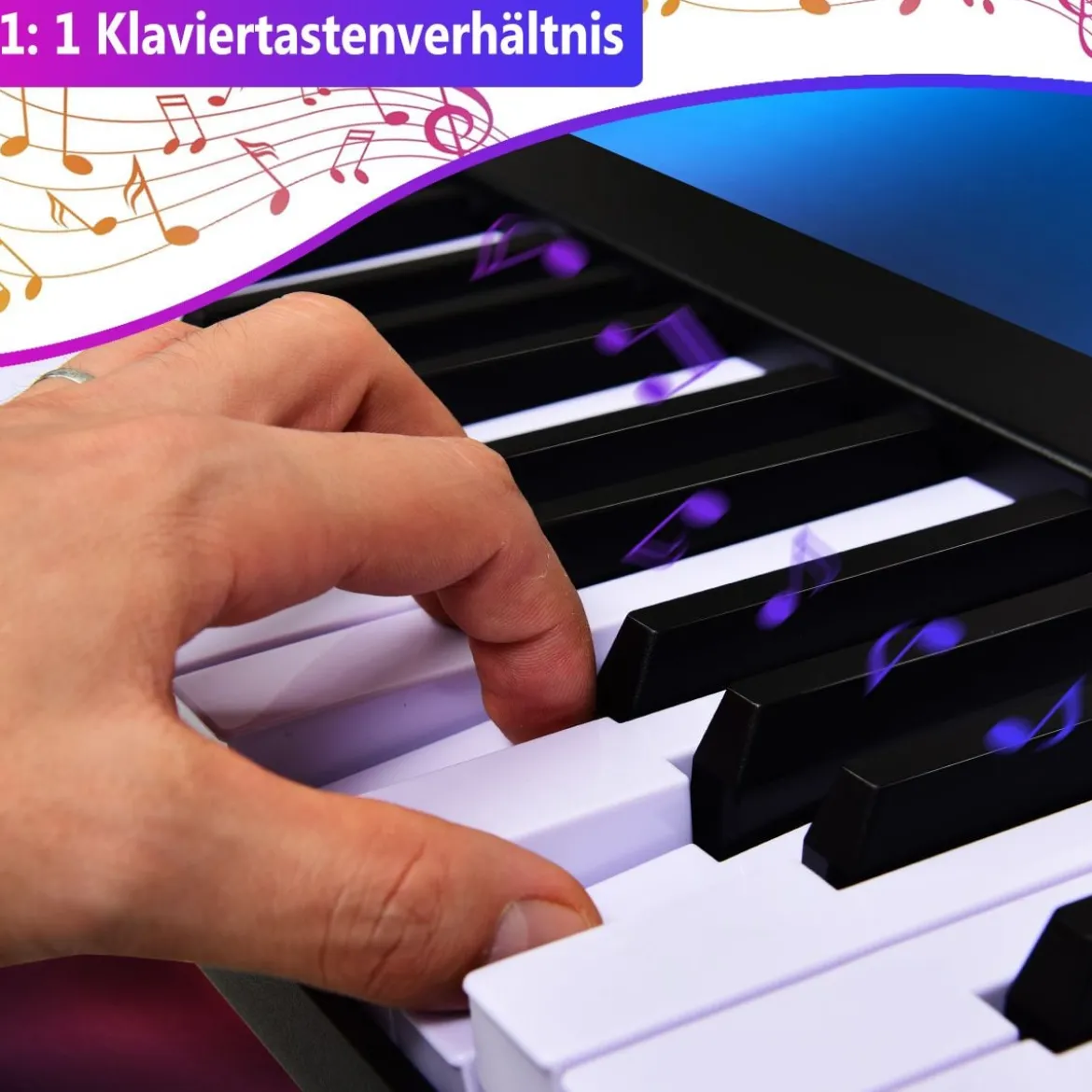Digitales Piano Keyboard 88 Tasten tragbares elektronisches Musikinstrument Kinderklavier Kinderpiano Schwarz
