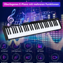 Digitales Piano Keyboard 61 Tasten elektronisches Klavier Keyboard 88,5 x 18 x 6,5 cm Schwarz