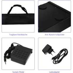 Digitales Piano Keyboard 61 Tasten elektronisches Klavier Keyboard 88,5 x 18 x 6,5 cm Schwarz