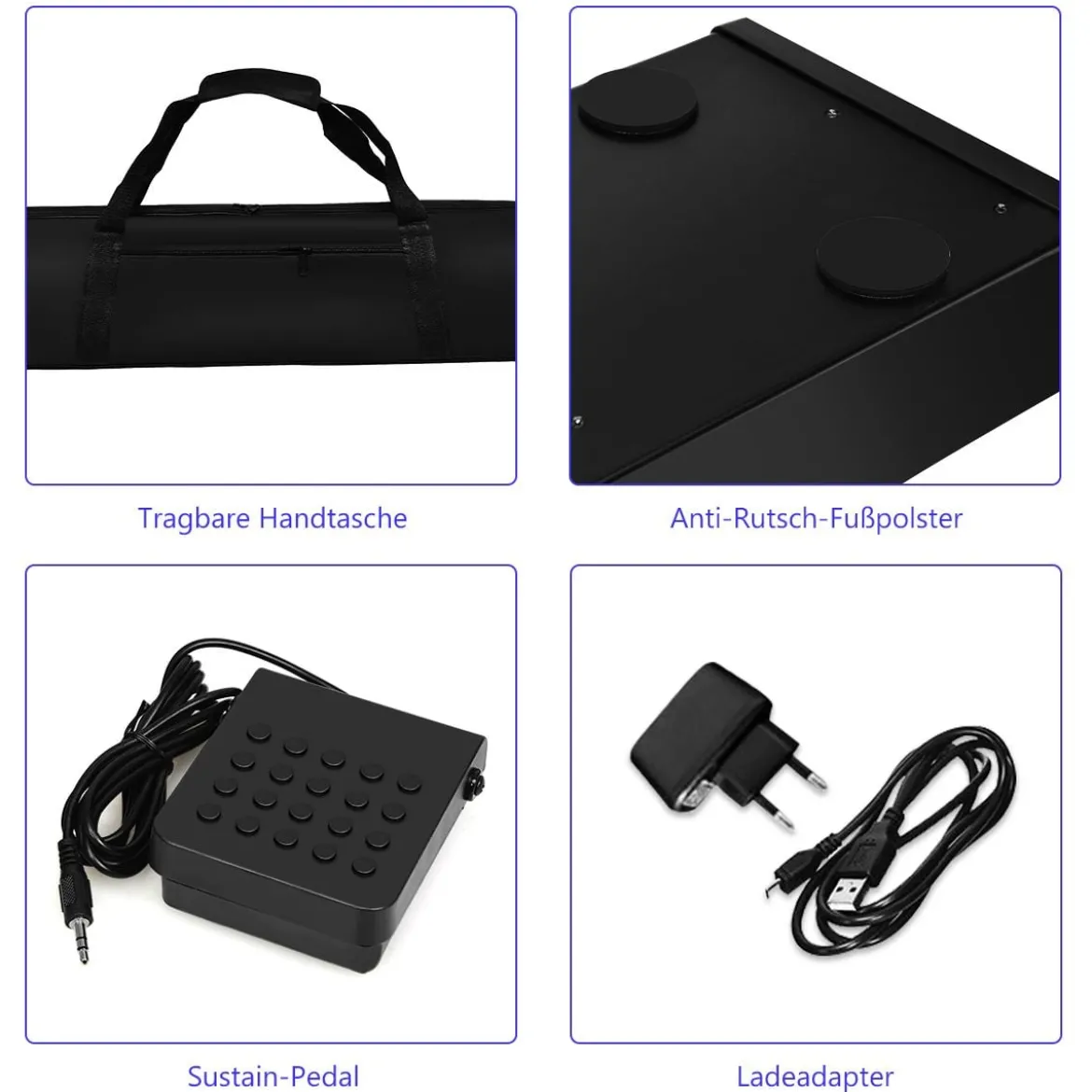Digitales Piano Keyboard 61 Tasten elektronisches Klavier Keyboard 88,5 x 18 x 6,5 cm Schwarz