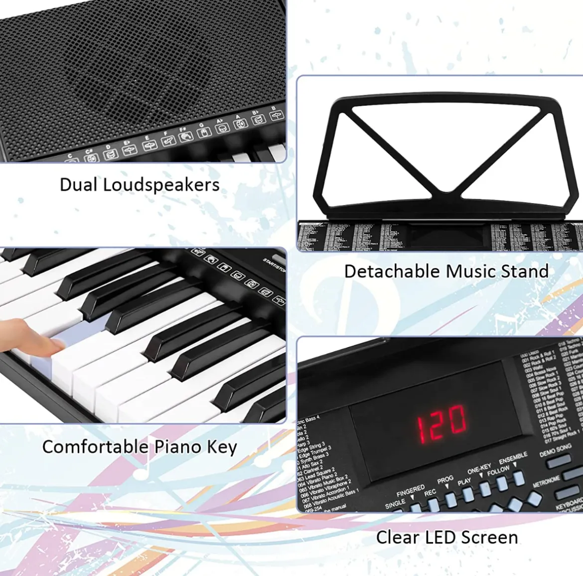 Digitalpiano Elektronisches Keyboard 61 Tastatur Elektroklavier 83 x 27,5 x 9 cm Schwarz