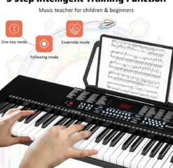 Digitalpiano Elektronisches Keyboard 61 Tastatur Elektroklavier 83 x 27,5 x 9 cm Schwarz
