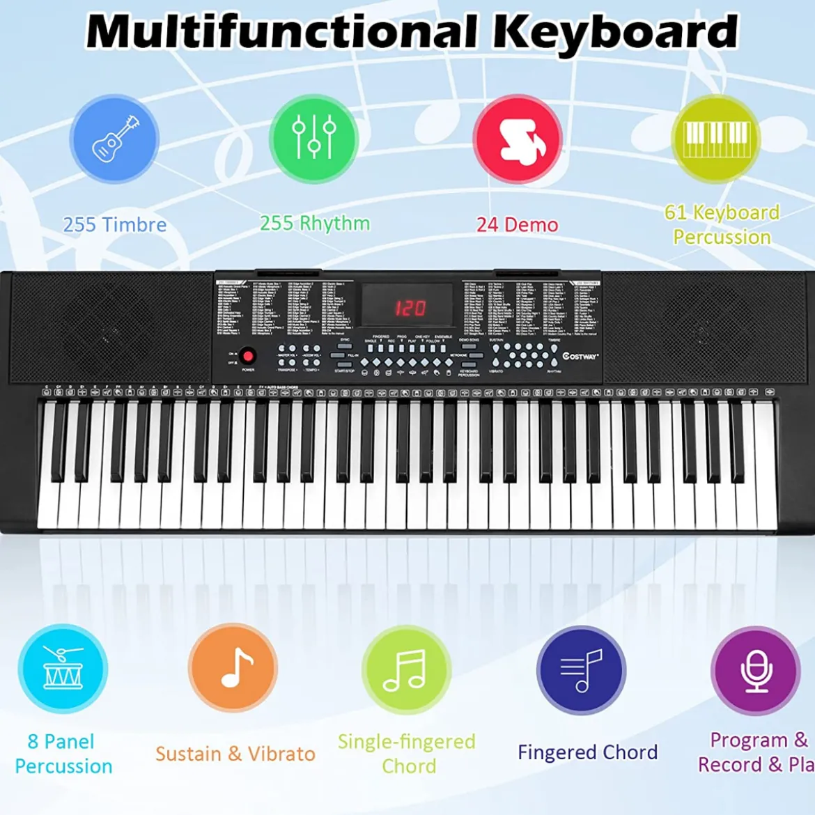 Digitalpiano Elektronisches Keyboard 61 Tastatur Elektroklavier 83 x 27,5 x 9 cm Schwarz