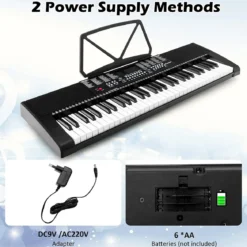 Digitalpiano Elektronisches Keyboard 61 Tastatur Elektroklavier 83 x 27,5 x 9 cm Schwarz
