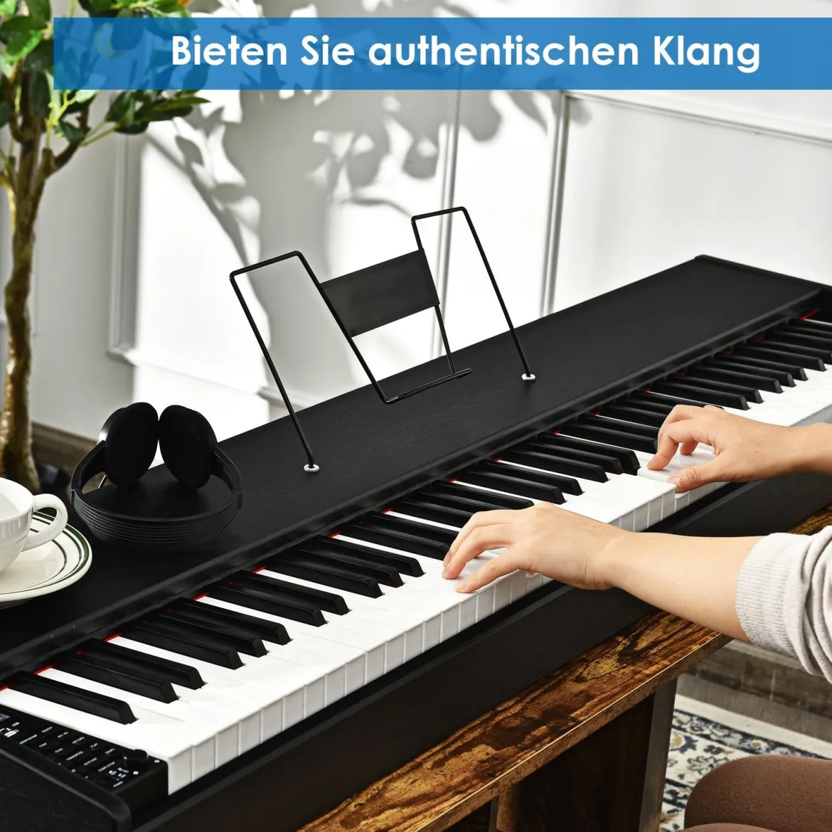 Digitalpiano Klavier Elektrisches Keyboard Klaviertastatur mit Netzteil 135x32,5x10,5CM
