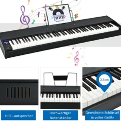 Digitalpiano Klavier Elektrisches Keyboard Klaviertastatur mit Netzteil 135x32,5x10,5CM