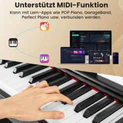 Digital Piano 88-Tasten mit Hammermechanik gewichtete Tastatur E-Piano mit Möbelständer Schwarz