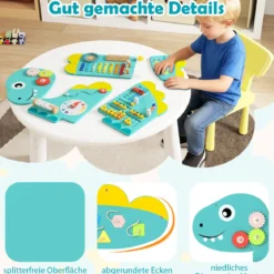 Dinosaurier Aktivitätswand für Kleinkinder 11-in-1 Montessori Holz-Sensorik-Wandspielzeug Grün