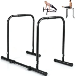 Dip Station 4 Höhenstufen & 5Breitenstufen Verstellbar Gesamt bis 300 kg Belastbar Schwarz