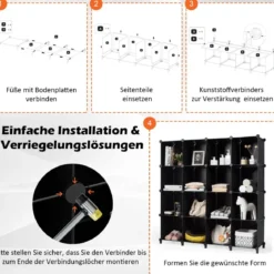 DIY Würfelregal mit 16 Fächern Regalsystem stapelbar Steckregal Schuhregal für Wohnzimmer & Schlafzimmer
