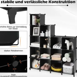 DIY Würfelregal mit 16 Fächern Regalsystem stapelbar Steckregal Schuhregal für Wohnzimmer & Schlafzimmer