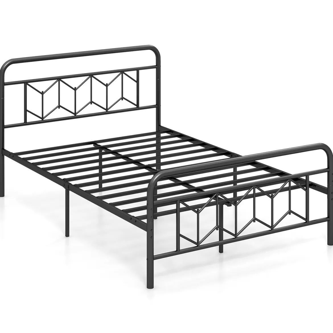 Doppelbett Metallgestell für 200 x 140 cm Matratze Metallbettgestell mit Kopfteil Gästebett Schwarz