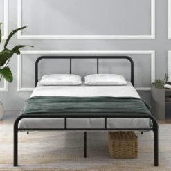 Doppelbettmit Kopf- & Fußteil Metallbett Bettgestell Metallplattformbett für 140 x 190 cm Matratze