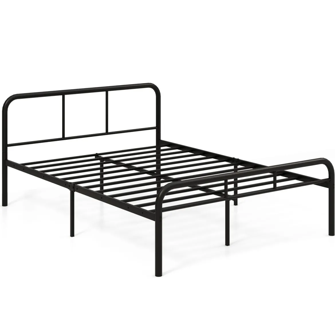 Doppelbettmit Kopf- & Fußteil Metallbett Bettgestell Metallplattformbett für 140 x 190 cm Matratze