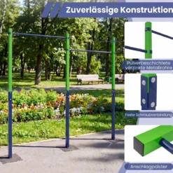 Doppel Klimmzugstange Reckstange Höhenverstellbar 80-172 cm aus Verzinktem Stahl bis 220 kg