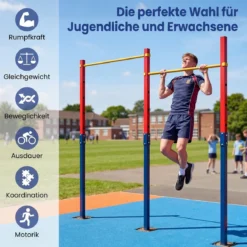 Doppel Klimmzugstange Reckstange Höhenverstellbar 80-172 cm aus Verzinktem Stahl bis 220 kg