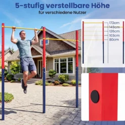 Doppel Klimmzugstange Reckstange Höhenverstellbar 80-172 cm aus Verzinktem Stahl bis 220 kg