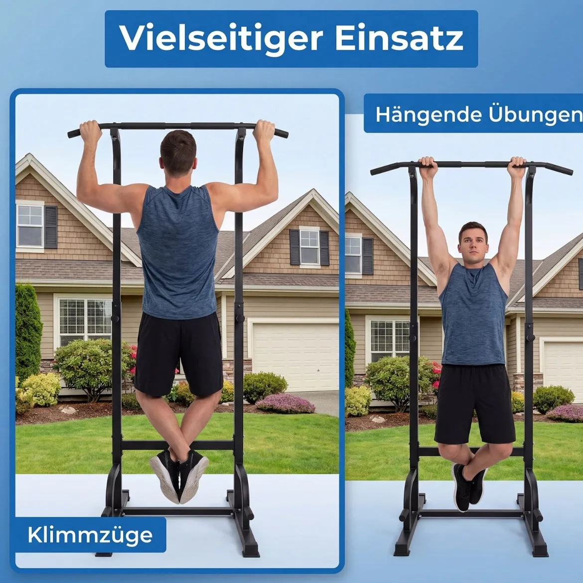 Doppel Klimmzugstange Reckstange Höhenverstellbar 80-172 cm aus Verzinktem Stahl bis 220 kg