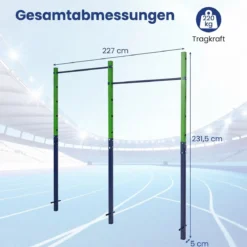 Doppel Klimmzugstange Reckstange Höhenverstellbar 80-172 cm aus Verzinktem Stahl bis 220 kg