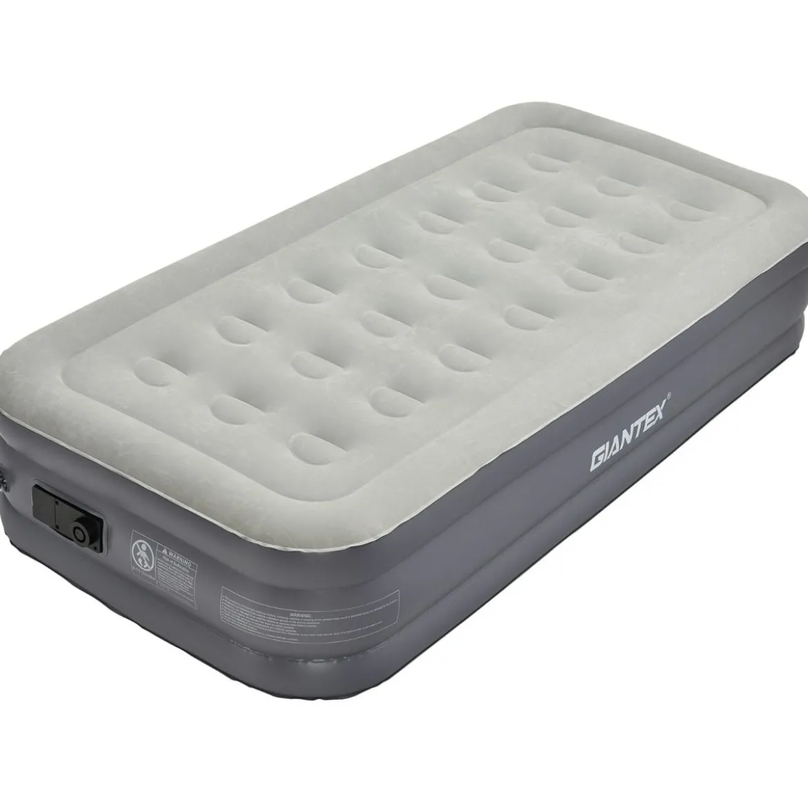 Doppel-Luftmatratze tragbares Luftbett mit eingebauter Pumpe 191 x 90 x 35 cm Grau