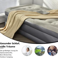 Doppel-Luftmatratze tragbares Luftbett mit eingebauter Pumpe 191 x 90 x 35 cm Grau