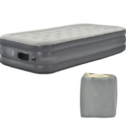 Doppel-Luftmatratze tragbares Luftbett mit eingebauter Pumpe 191 x 90 x 35 cm Grau