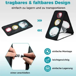 Doppelseitiges Golf-Chipping-Netz mit 5 Zielöffnungen & Dreieckige Struktur & Oxford Gewebe Ziel-Trainingssystem