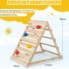 Doppelseitiges Kletterdreieck hölzernes Kletterspielzeug mit Kletterfelsen und Kletterleitern 112 x 70 x 96 cm Natur