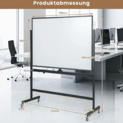 Doppelseitiges Mobiles Whiteboard mit Gittermuster & Ständer & Stiftablage 120 x 90 cm