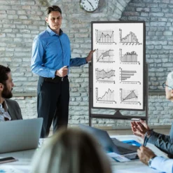 Doppelseitiges Mobiles Whiteboard mit Stiftablage & Zubehör für Schule Büro 60 x 90 cm Schwarz