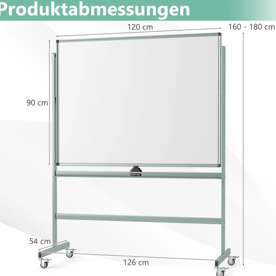 Doppelseitiges Mobiles Whiteboard Höhenverstellbares Magnetisches Whiteboard Rollende Weißtafel