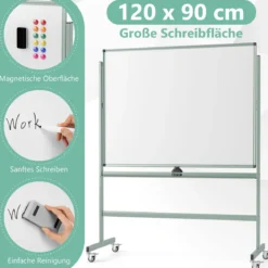 Doppelseitiges Mobiles Whiteboard Höhenverstellbares Magnetisches Whiteboard Rollende Weißtafel