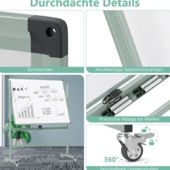 Doppelseitiges Mobiles Whiteboard Höhenverstellbares Magnetisches Whiteboard Rollende Weißtafel
