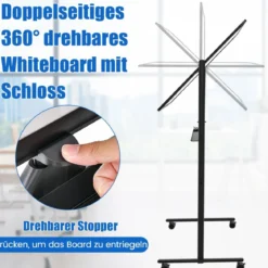 Doppelseitiges mobiles Whiteboard Höhenverstellbares Magnetisches Whiteboard 120 x 80 cm