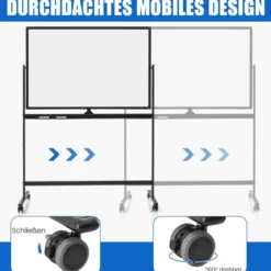 Doppelseitiges mobiles Whiteboard Höhenverstellbares Magnetisches Whiteboard 120 x 80 cm