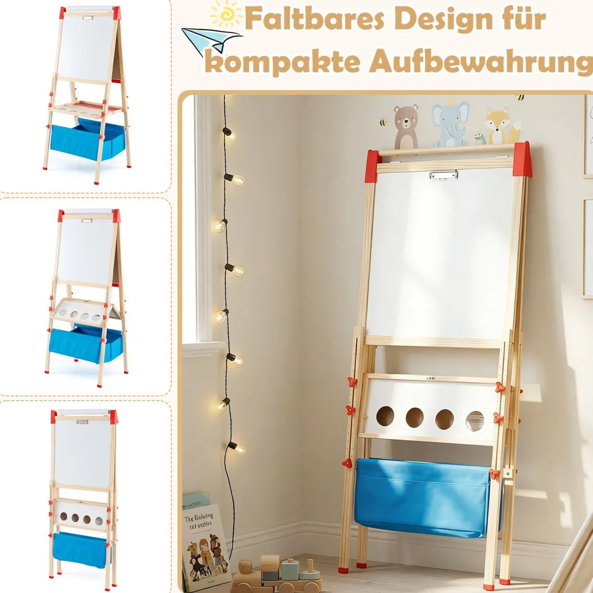 Doppelseitige Spieltafel mit Magnettafel & Whiteboard Höhenverstellbare Standtafel mit Papierrolle