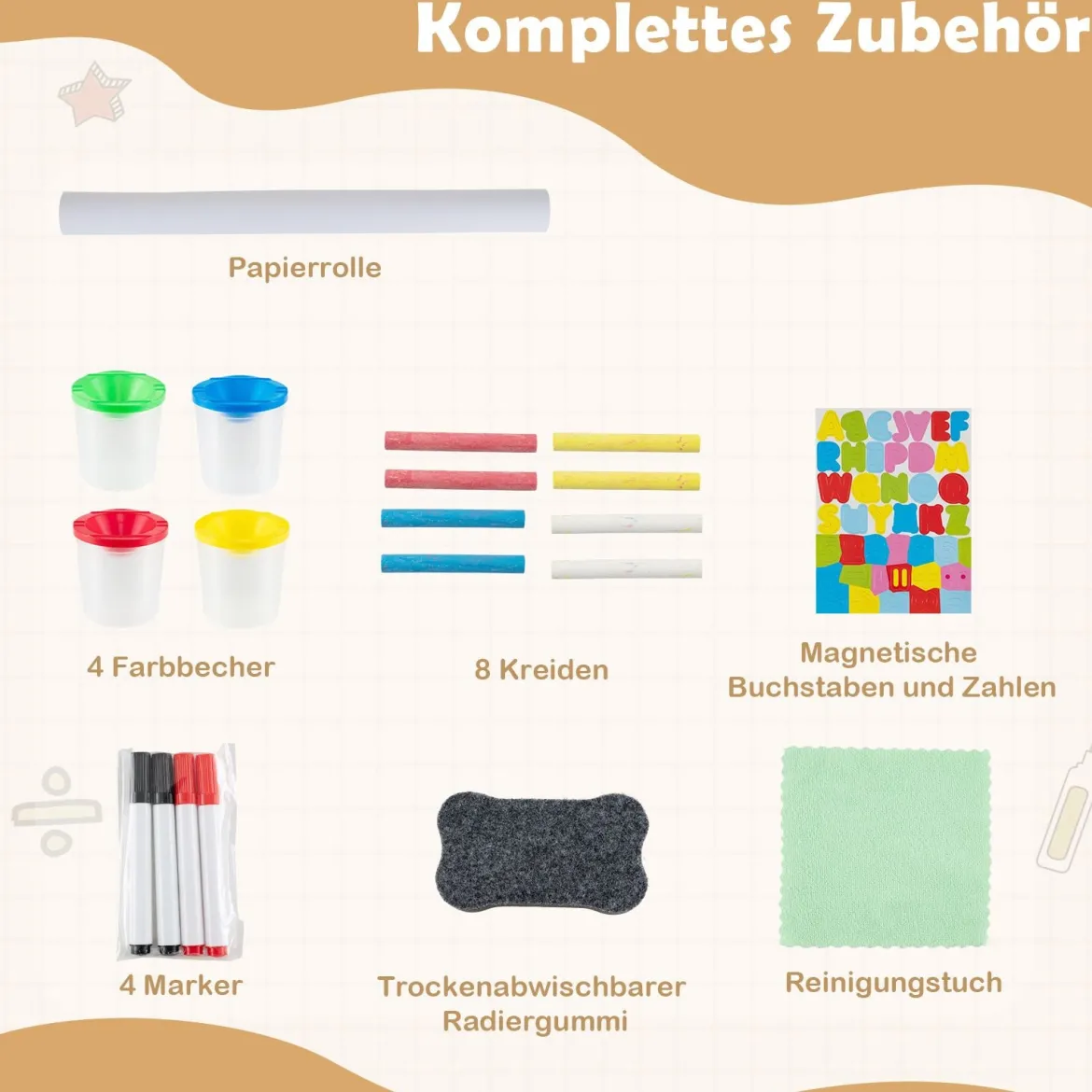 Doppelseitige Spieltafel mit Magnettafel & Whiteboard Höhenverstellbare Standtafel mit Papierrolle