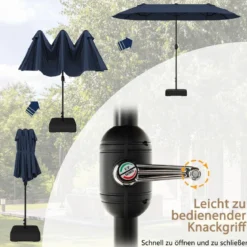 Doppelsonnenschirm mit Ständer Sonnenschirm UPF 50+ Gartenschirm 400 x 200 cm