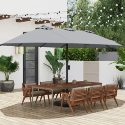 Doppelsonnenschirm mit Ständer Sonnenschirm UPF 50+ Groß XXL Gartenschirm Marktschirm