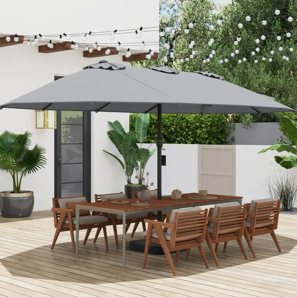 Doppelsonnenschirm mit Ständer Sonnenschirm UPF 50+ Groß XXL Gartenschirm Marktschirm