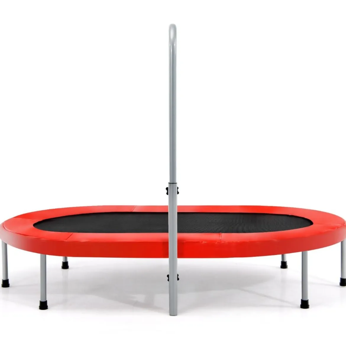Doppeltrampolin faltbares Fitness-Trampolin mit verstellbarem Handlauf 154 x 90 x 92 -132 cm Rot